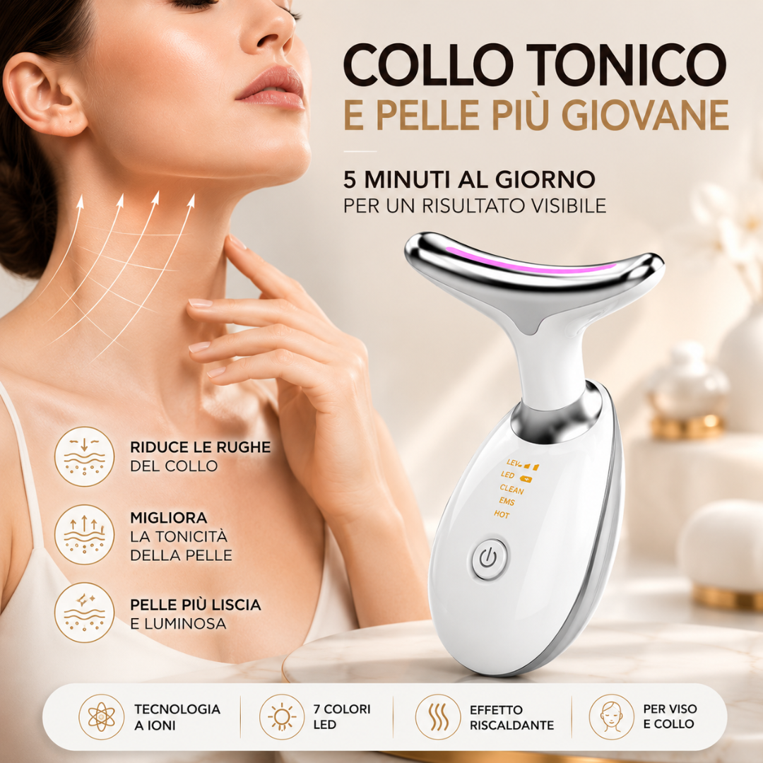 Lumèra NeckLift Pro™ – Massaggiatore LED 8 in 1 per Viso e Collo