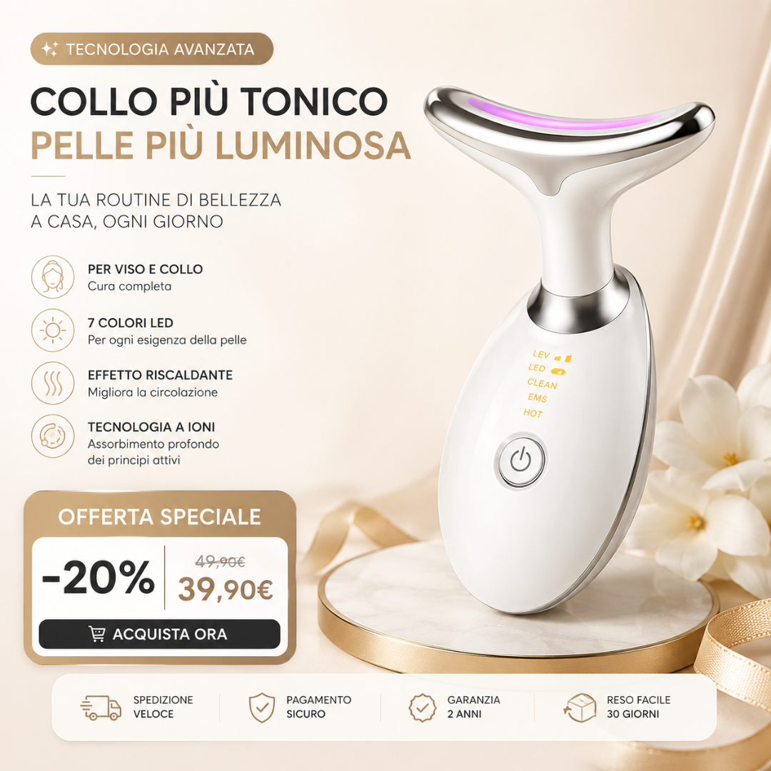Lumèra NeckLift Pro™ – Massaggiatore LED 8 in 1 per Viso e Collo