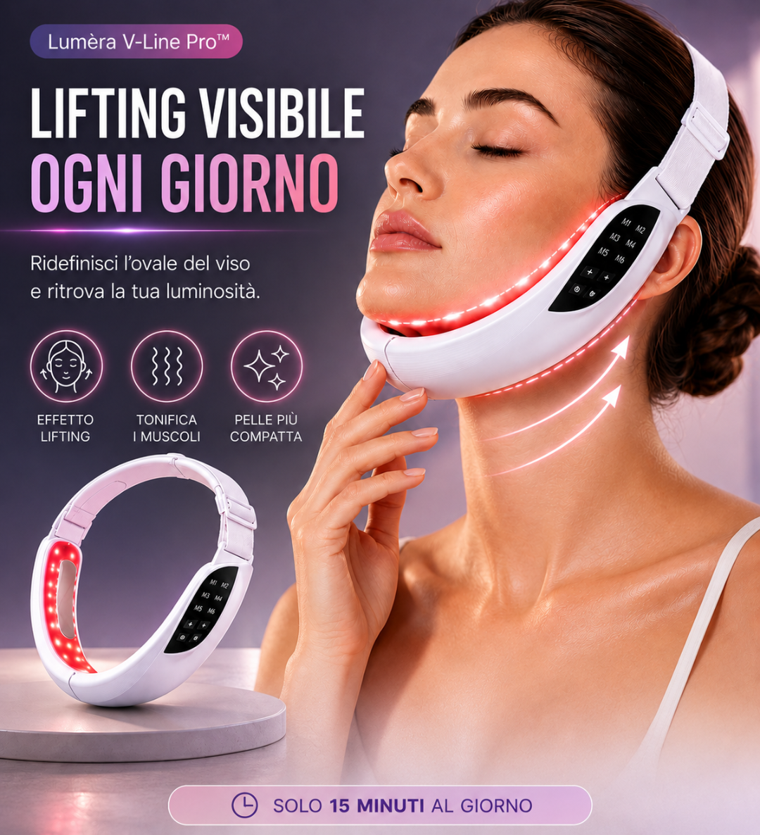 Lumèra V-Line Pro™ – EMS Lifting per Viso e Doppio Mento